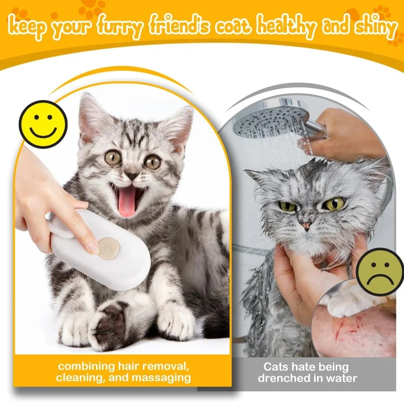 3w1 elektryczna szczotka do kota, z funkcją pary